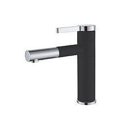 Ultrate mitigeur lavabo bas noir et chromé