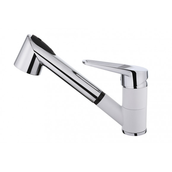 Embla mitigeur évier à douchette blanc chromé
