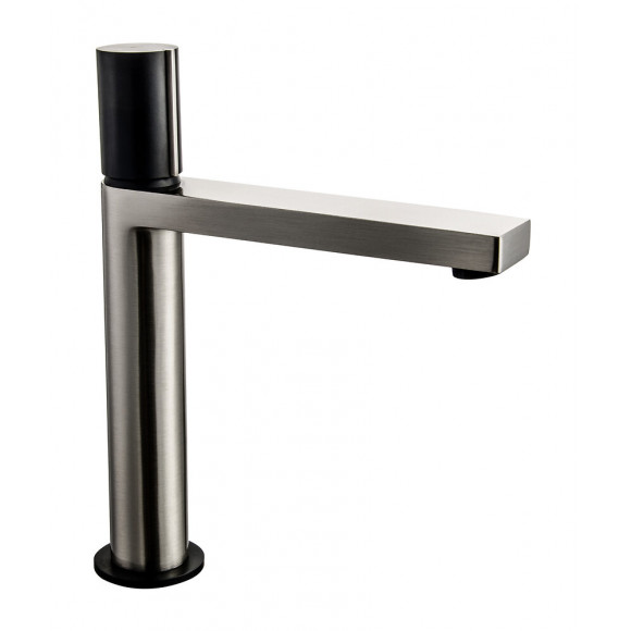 Exil mitigeur lavabo haut façon inox et noir