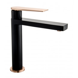Allure mitigeur lavabo haut noir et or rose