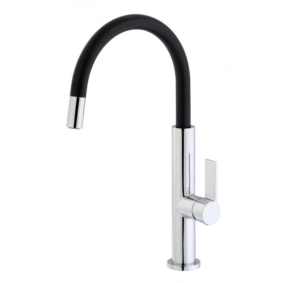 Reflet mitigeur évier chrome et noir