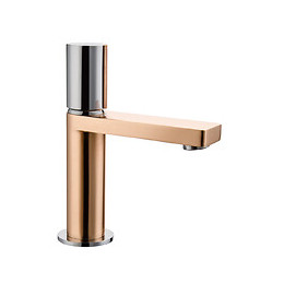 Exil mitigeur lavabo bas or rose et chromé