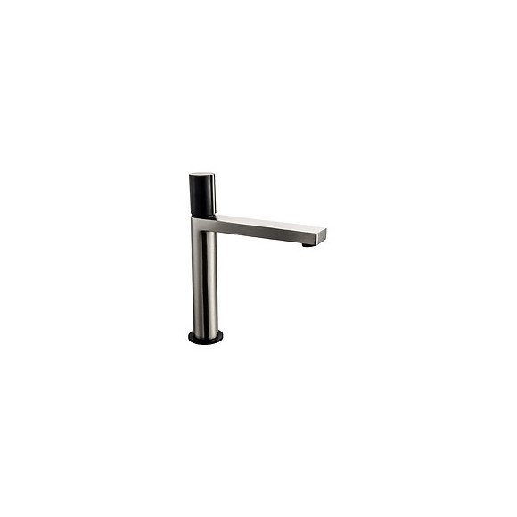 Exil mitigeur lavabo haut façon inox et noir