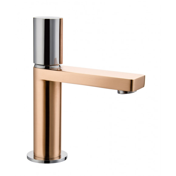 Exil mitigeur lavabo bas or rose et chromé