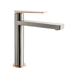Allure mitigeur lavabo haut façon inox et or rose