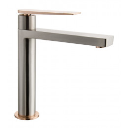 Allure mitigeur lavabo haut façon inox et or rose