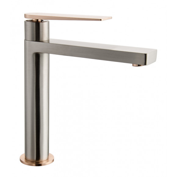 Allure mitigeur lavabo haut façon inox et or rose