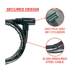 Cable antivol moto à clé, acier L.120xd.2.2cm