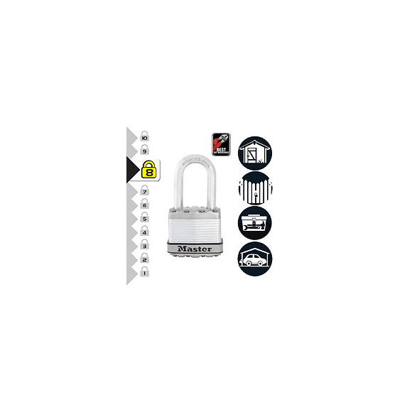 Cadenas à clé acier laminé 45mm anse octogonale d.8xh.38mm 4 goupilles