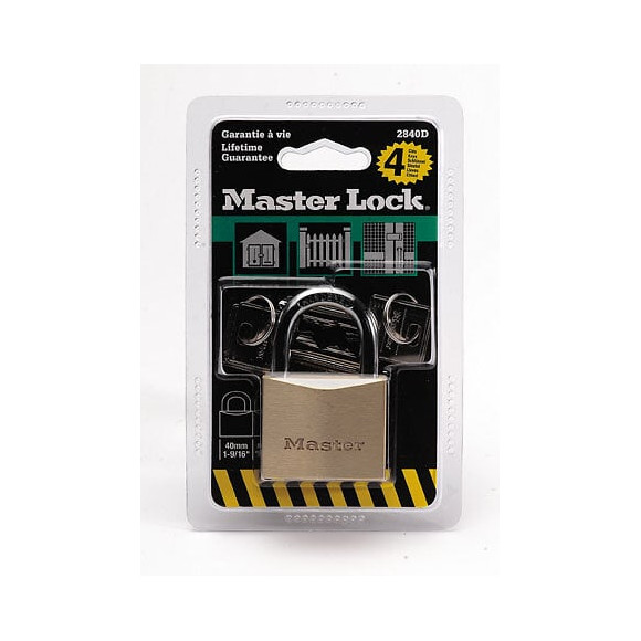 Cadenas cémenté en laiton massif 40mm anse d.6xh.24mm 4 clés