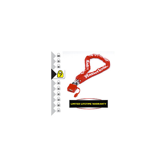 Chaîne antivol vélo L.90xd.1cm + cadenas acier 90mm, 2 clés