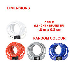 Cable antivol vélo à combinaison L.180xd.0.8cm