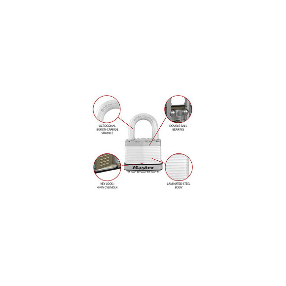 Cadenas à clé acier laminé 52mm anse octogonale d.9xh.25mm 4 goupilles