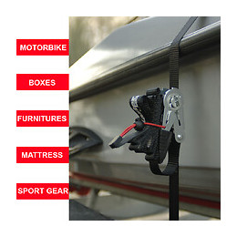 Lot de 2 sangles d'arrimage avec crochets et cliquet L.425xl.2.5cm