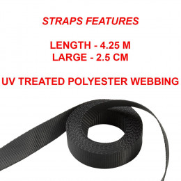 Lot de 2 sangles d'arrimage avec crochets et cliquet L.425xl.2.5cm