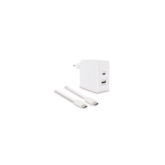 Chargeur secteur 42W -USB-C + USB-A-+câble USB-C mâle-mâle 1.2m
