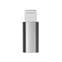 Adaptateur MFI à micro-USB fem. pour iPhone iPad - gris