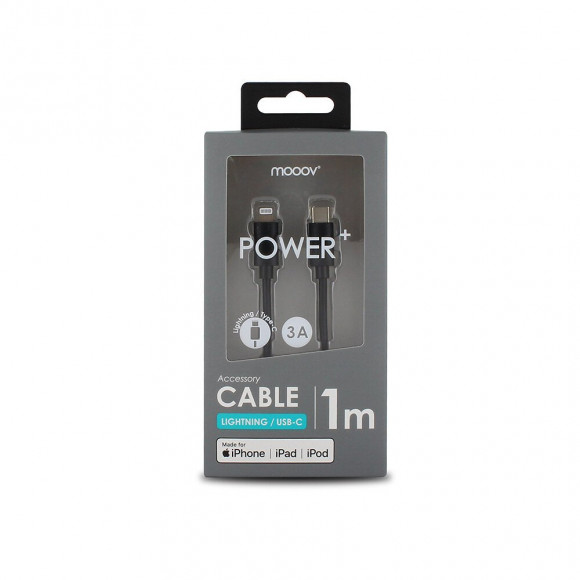 Câble USB-C -USB-A plat 1m - noir