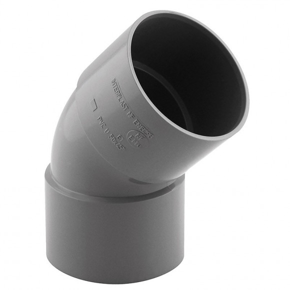 Coude PVC évacuation 45° femelle/femelle D.50