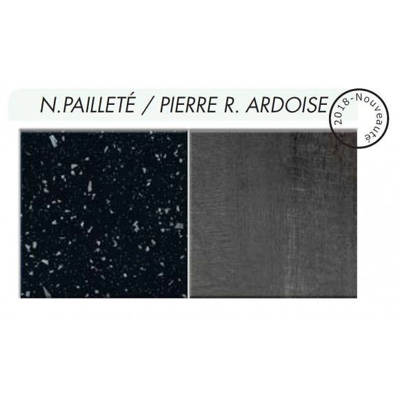 Crédence réversible Noir paill./Pierre ardoi 3000x600x9