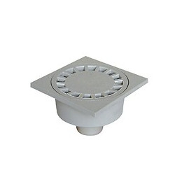 Siphon de cour 100x100mm sortie extérieure D.40/50 gris