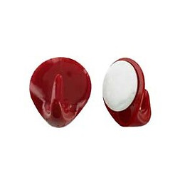 Crochet adhésif plastique rouge 39x33mm - 1 pièce