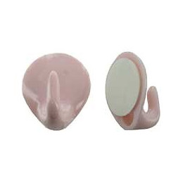 Crochet adhésif plastique rose 39x33mm - 1 pièce