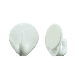 Crochet adhésif plastique blanc 39x33mm - 2 pièces