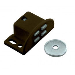 Loqueteau magnétique plastique marron force 4kg - 1 pièce