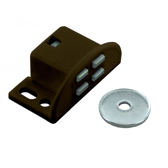 Loqueteau magnétique plastique marron force 4kg - 1 pièce