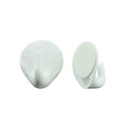 Crochet adhésif plastique blanc 39x33mm - 2 pièces
