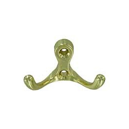 Crochet double laiton poli 2 trous - 1 pièce