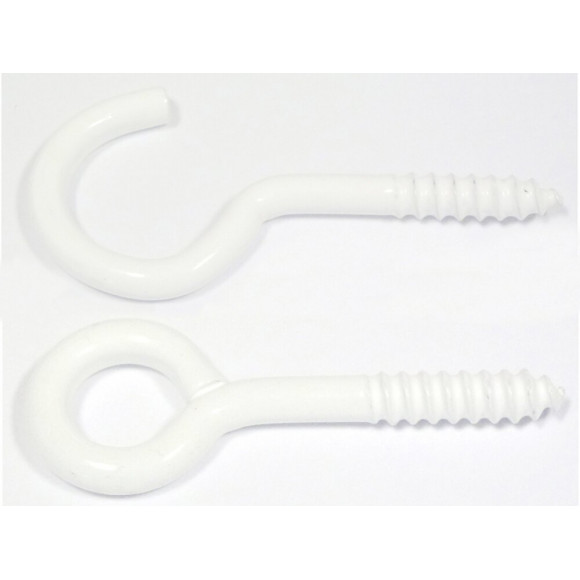 8 pitons vis + crochets plastique blanc