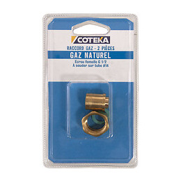Raccord 2 pièces à souder + joint gaz naturel diamètre 12x14mm