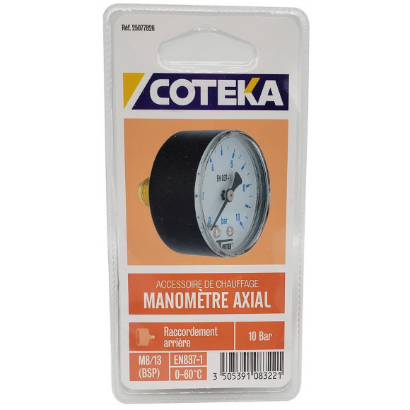Manomètre axial mâle 8x13