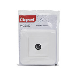 Prise TV Mosaic simple mâle blanc avec plaque
