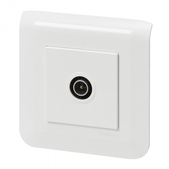 Prise TV Mosaic simple mâle blanc avec plaque