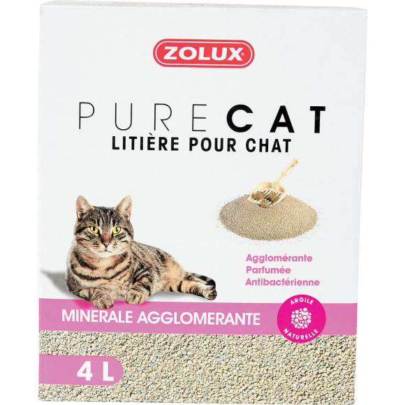 Litiere minérale agglomerante purecat parfumée 4l