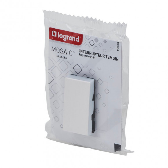 Interrupteur tÃ©moin voyant Mosaic Easy-Led 10A 1 module - blanc