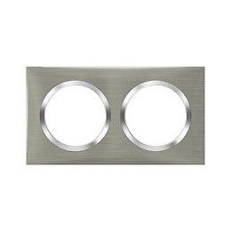 Plaque carrée dooxie 2 postes finition effet inox brossé