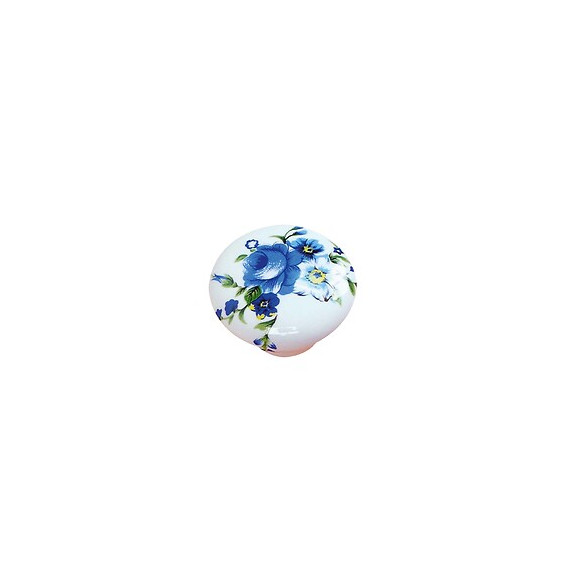 Lot 6 boutons diamètre 32mm céramique fleurs bleues