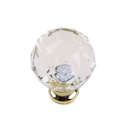 Bouton facettes acrylique transparent base laitonné