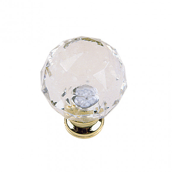 Bouton facettes acrylique transparent base laitonné