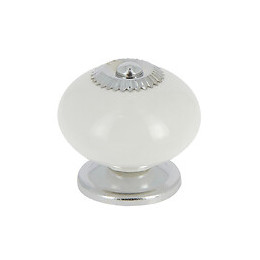 Lot 4 boutons 40mm céramique blanc/nickelé