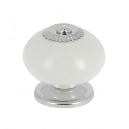 Lot 4 boutons 40mm céramique blanc/nickelé