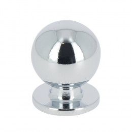 Bouton boule sur platine diamètre 25mm zamak chrome
