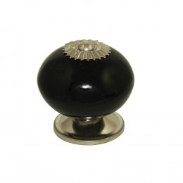 Lot 4 boutons 40mm céramique noir/nickelé