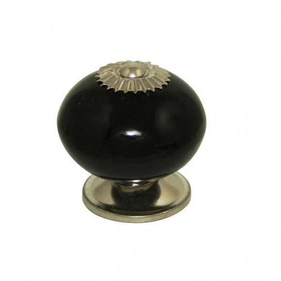Lot 4 boutons 40mm céramique noir/nickelé