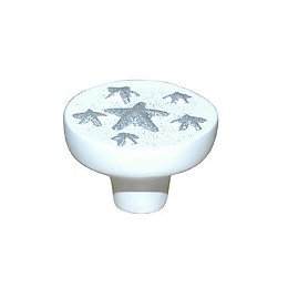 Bouton étoile 40mm résine blanc/argent