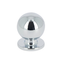 Bouton boule sur platine diamètre 25mm zamak chrome